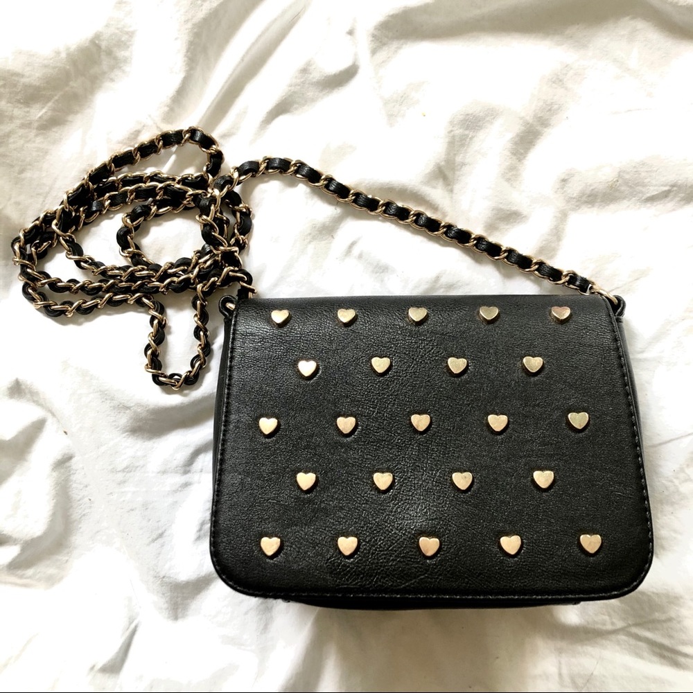 FOREVER 21 Studded Heart Crossbody Bag